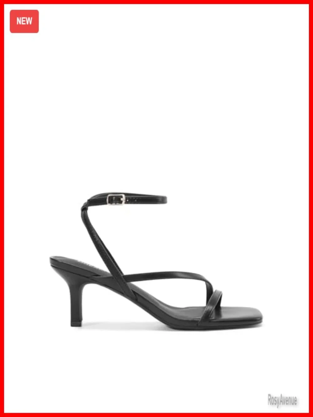 Strappy Open Square Toe Kitten Heels Sandals with Ankle Strap